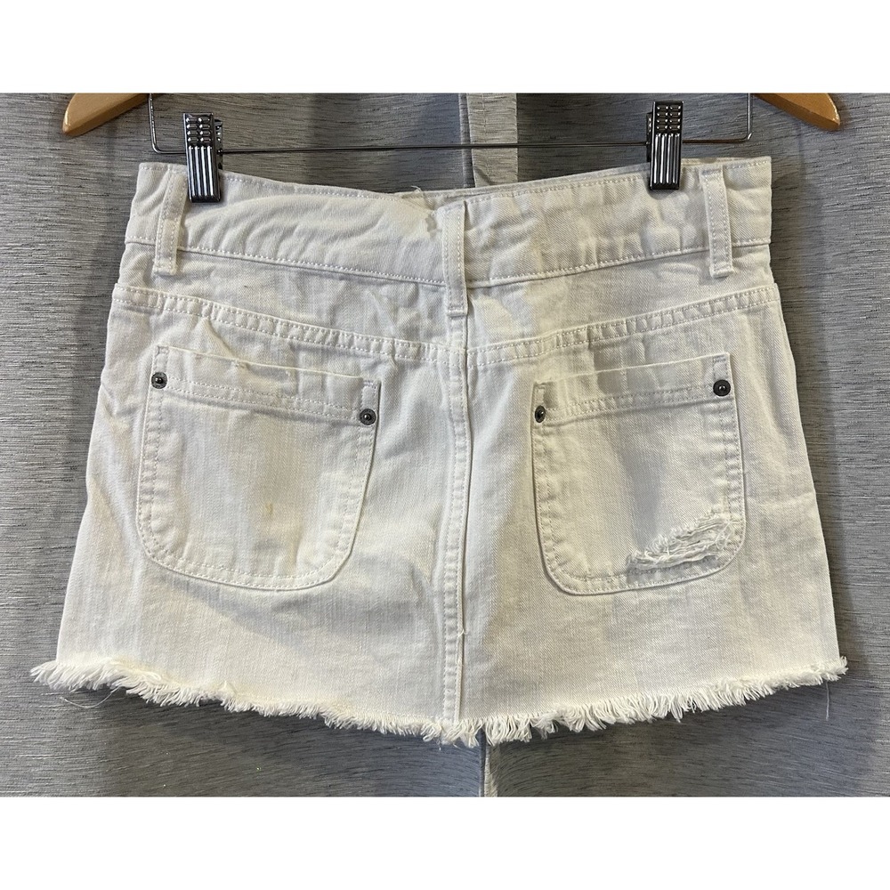 Y2K Grunge Mossimo Jean Micro Mini Skirt‎ Low Rise White Size 5 Flaw - Picture 4 of 6